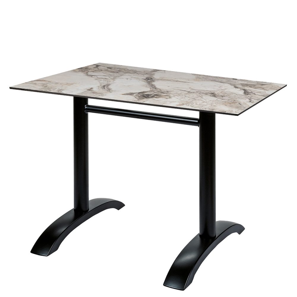 mesa oslo rectangular negra con tablero compact marmol almeria