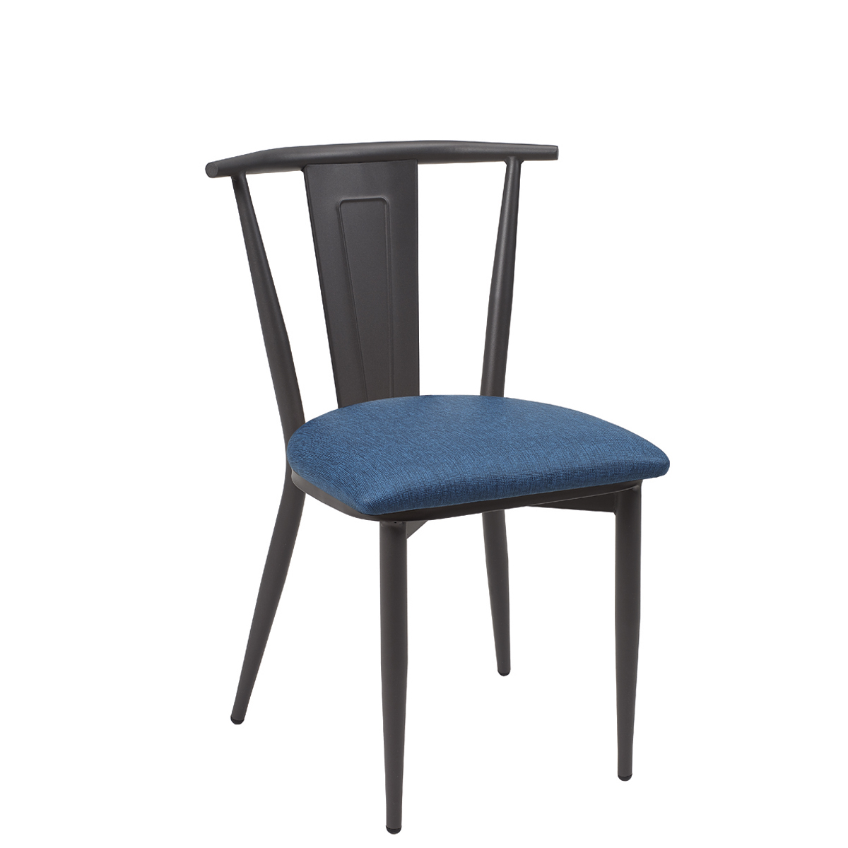 silla alabama grafito asiento tapizado azul