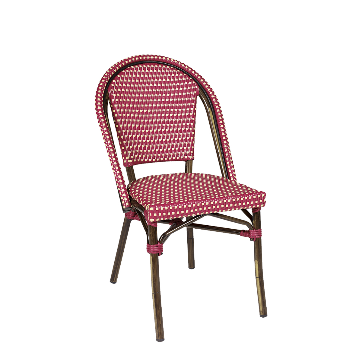 silla paris medula rojo y crema