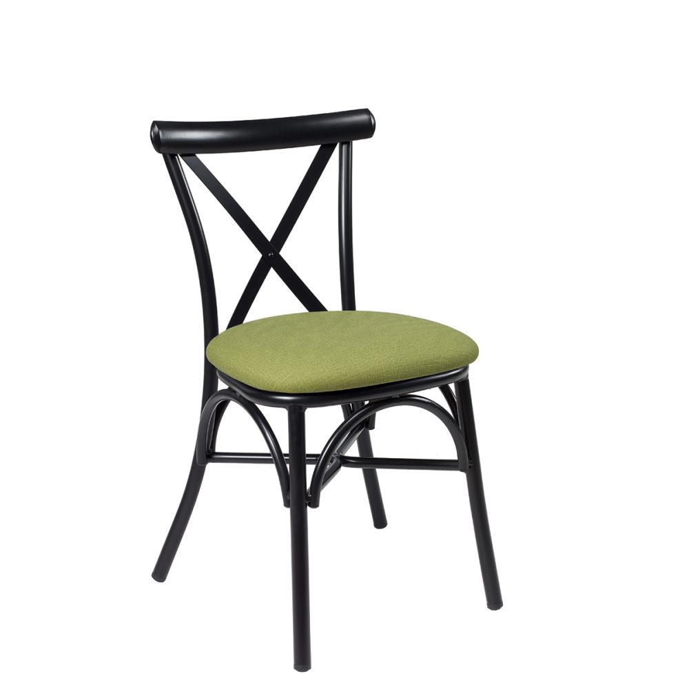 silla atico negro tapizado verde