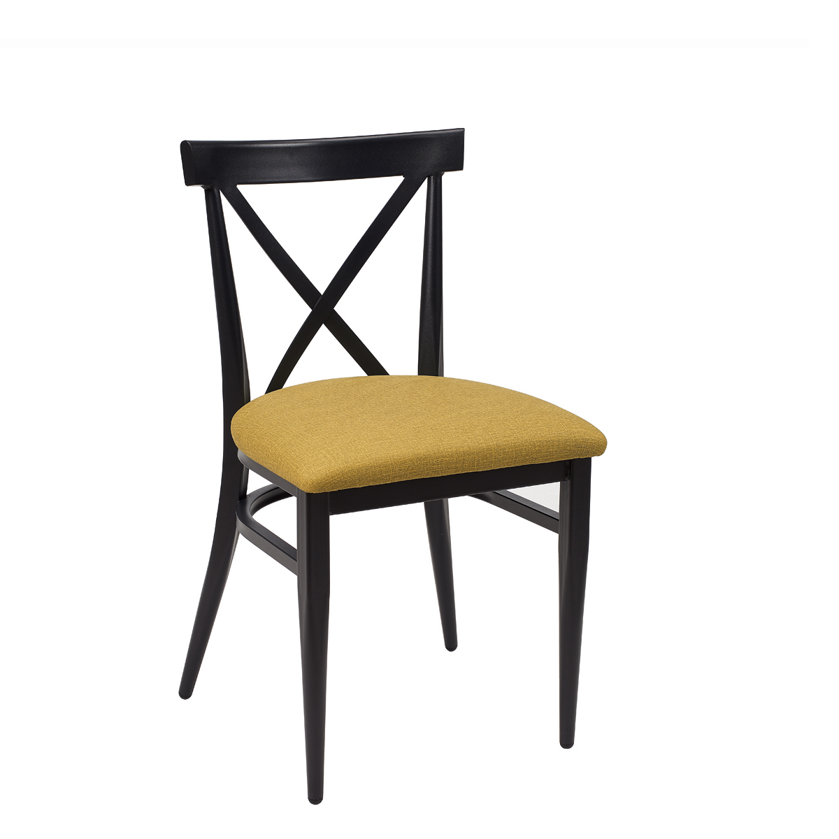 silla negro tapizado mostaza