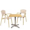 conjunto mesa noruega taupe con sillones portofino latte rEYMA