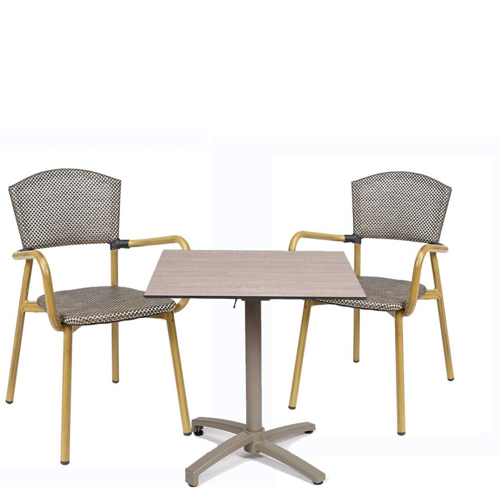 conjunto sillón protofino textilene negro con mesa noruega REYMA