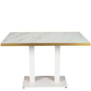 mesa munich rectangular blanco tablero melamina marmol bianco canto dorado