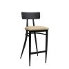 banqueta montana negro con asiento tapizado sandalo REYMA