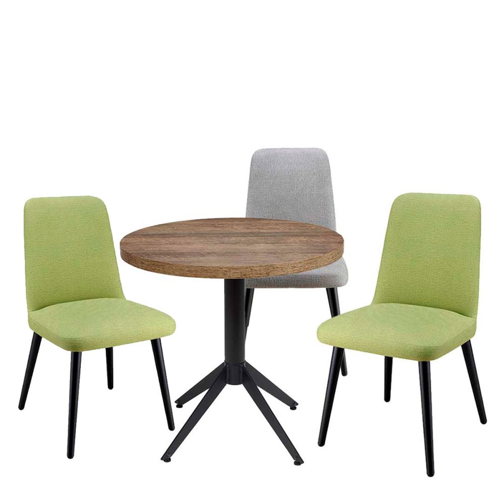 conjunto milano con sillas murano verdes y gris