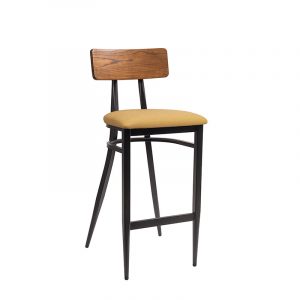 Banquet montana con respaldo de madera macizo y asiento tapizdo mostaza REYMA