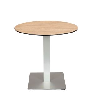 mesa munich aluminio tablero compact roble nudos redondo