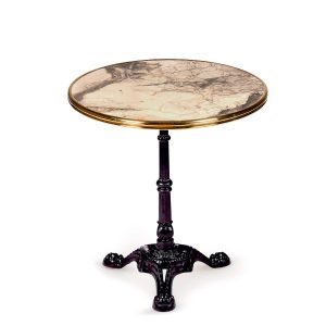 mesa paris de 3p con tablero redondo marmol almeria con aro de latón