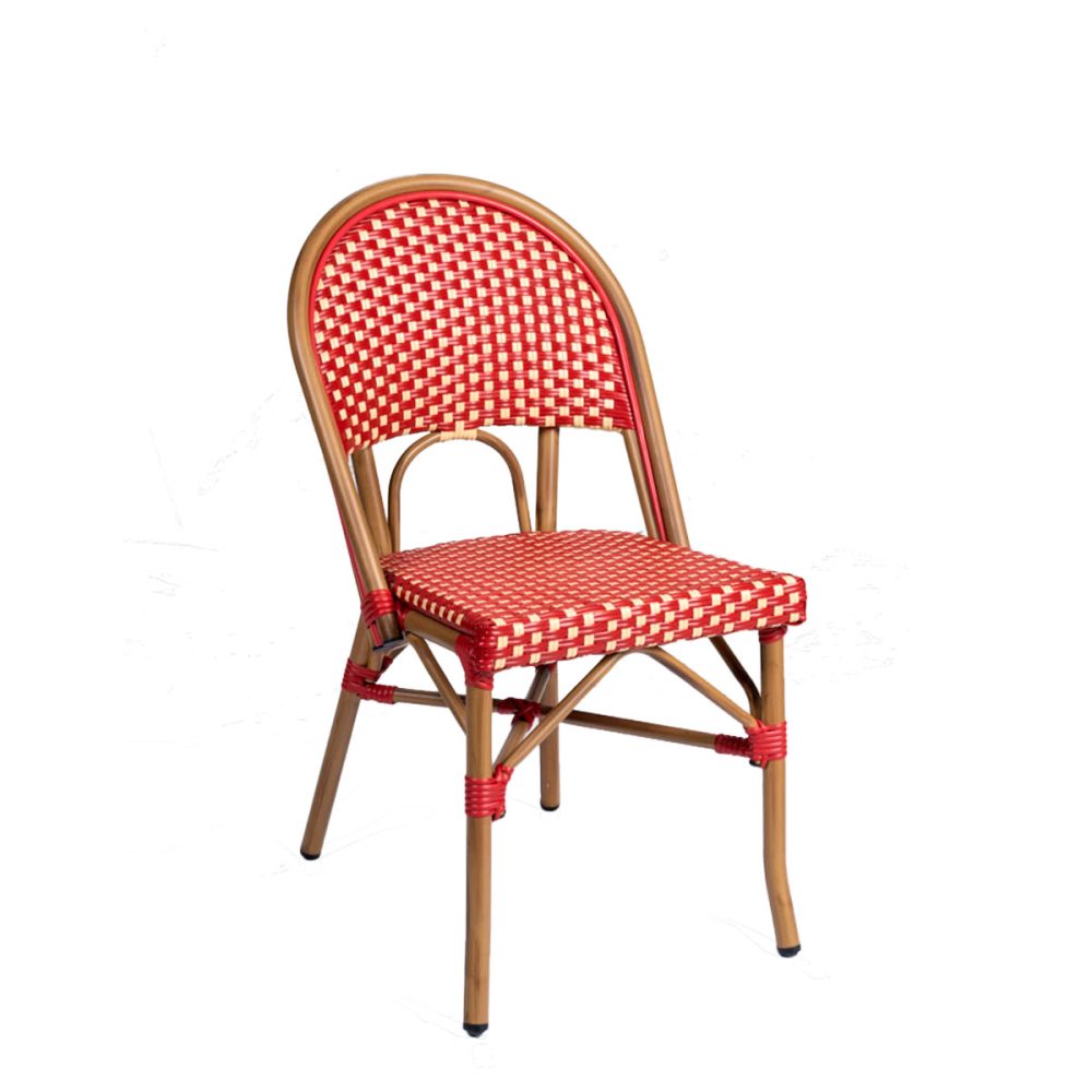 silla bistrot rojo y crema
