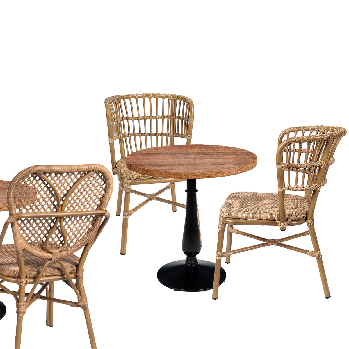 Conjunto mesa opera con sillas samoa y palais