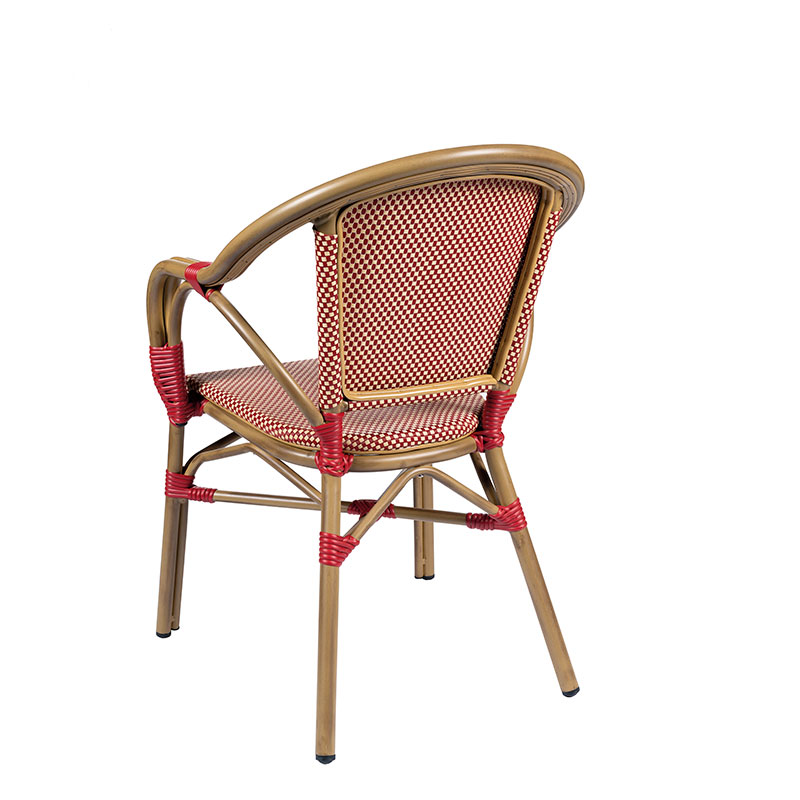 sillón biarritz textilene duo rojo y crema trasera