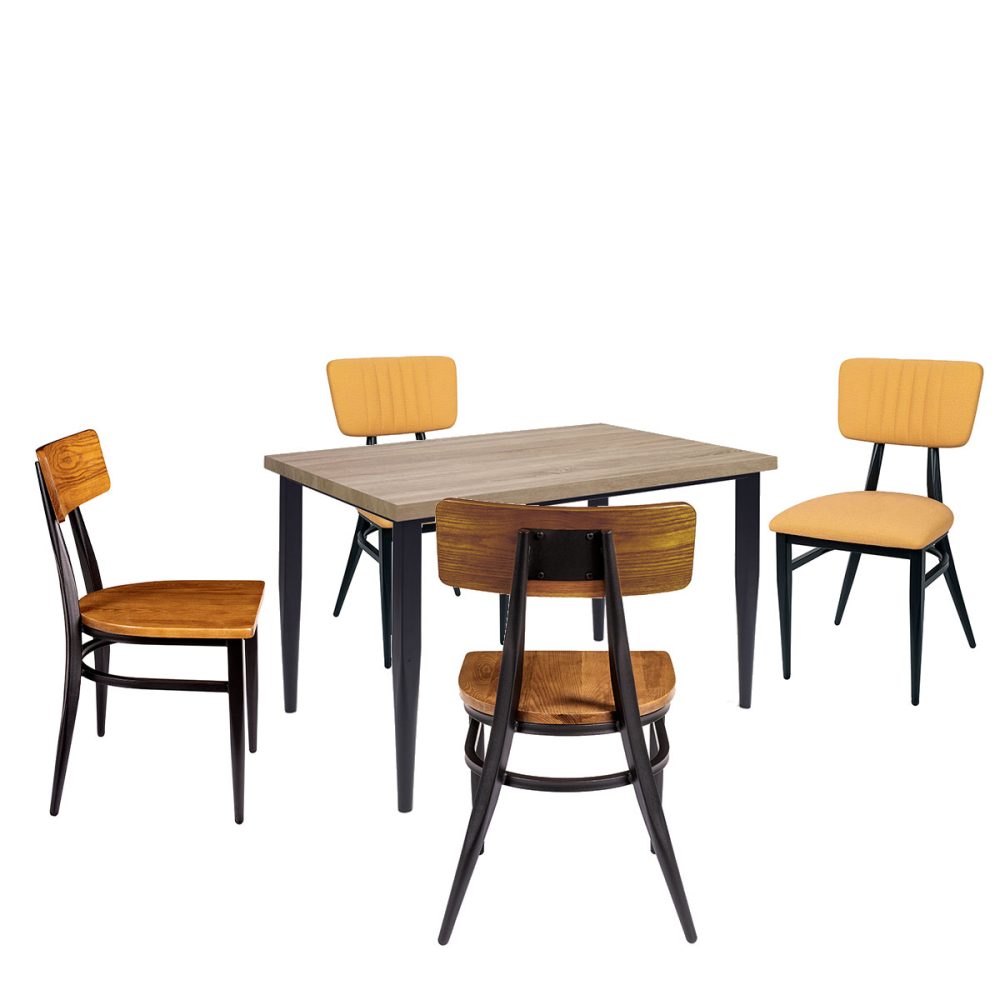 conjunto mesa sanghai con tablero rectangular y sillas montana