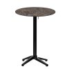 mesa islandia alta negro con tablero compact redondo sienna