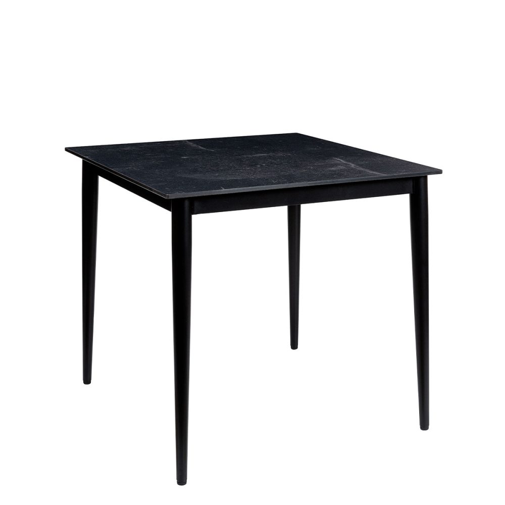 mesa danubio negro con tablero cuadrado compact marmol marquina
