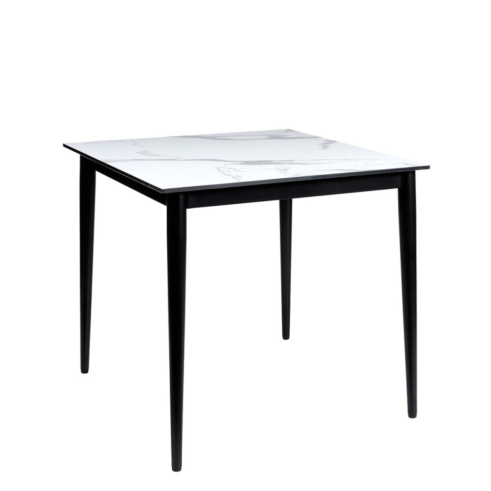mesa danubio negro con tablero cuadrado compact marmol olimpo