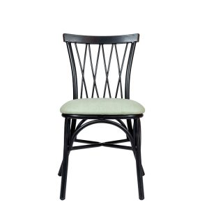 Silla Monet negro tapizado esmeralda frontal