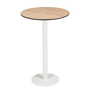 mesa munich alta base redonda blanco tablero redondo roble nudos