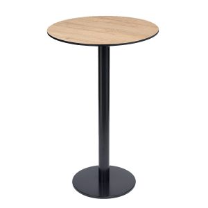 mesa munich alta base redonda negro tablero redondo roble nudos