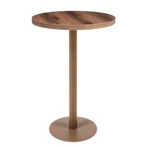 mesa munich alta base redonda taupe tablero melamina baviera