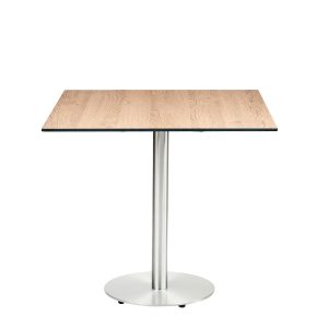 mesa munich base redonda aluminio tablero redondo roble nudos