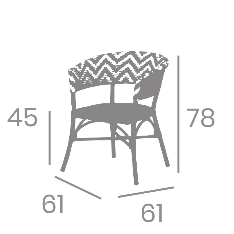 Dimensions armchair roseton REYMA