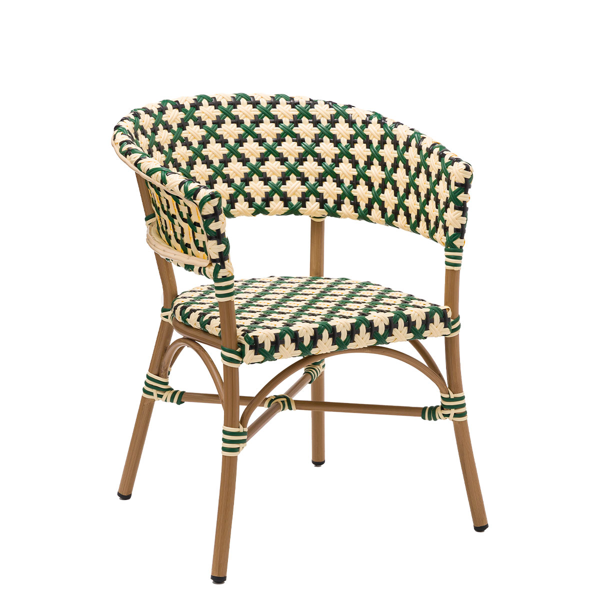 sillon roseton verde crema y negro