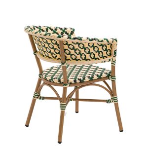 sillon roseton verde crema y negro trasera