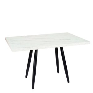 Mesa Copenhagen plus tablero rectangular melamina marmol bianco