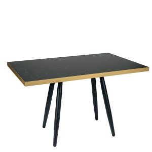 Mesa Copenhagen plus tablero rectangular melamina zeus negro canto dorado