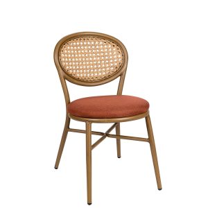 Silla Cracovia Respaldo Rejilla Tapizado Terracota