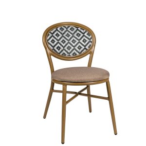 Silla Cracovia respaldo textilene soho negro tapizado mekong