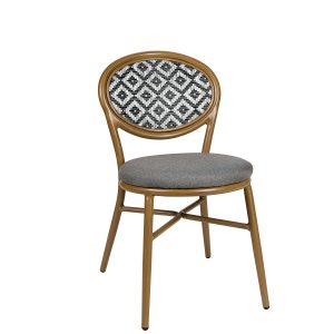 Silla Cracovia respaldo textilene soho negro tapizado vesubio