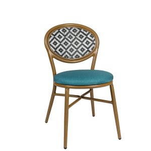 Silla Cracovia respaldo textilene soho negro tapizado zafiro