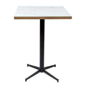 Mesa Dublin Alta tablero melamina marmol bianco canto dorado cuadrado