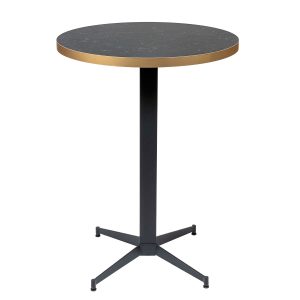 Mesa Irlanda Alta tablero melamina zeus negro canto dorado redondo