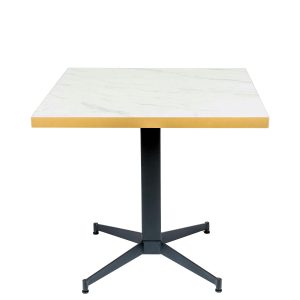 Mesa Irlanda tablero melamina marmol bianco canto dorado cuadrado