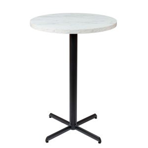 mesa miami alta negro tablero redondo melamina marmol bianco