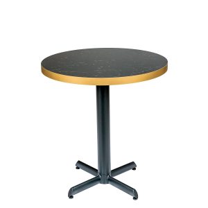 mesa miami negro tablero melamina marmol zeus negro canto dorado redondo