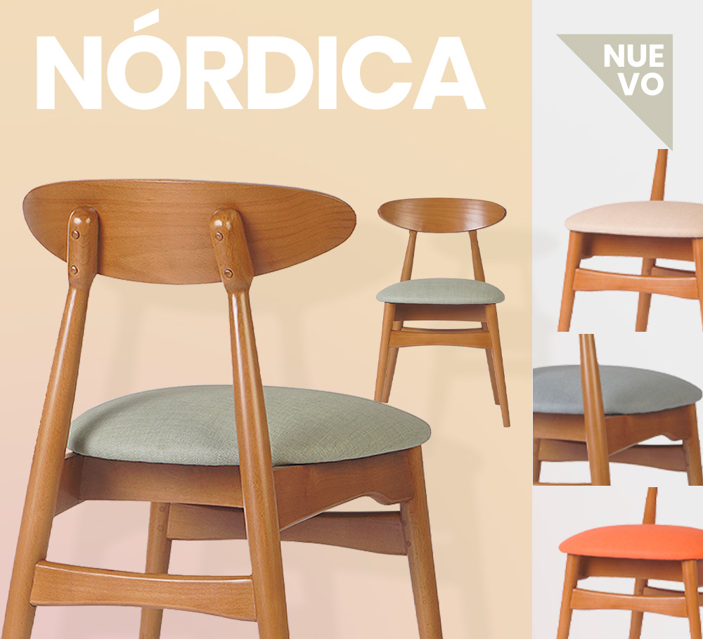 silla contract modelo Nórdica tapizada en 4 colores