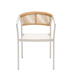 SEUL-sillon banco texturizado respaldo rope crema asiento textilene blanco_Frontal