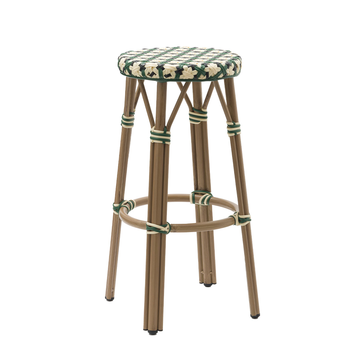 Banqueta charlotte medula verde crema y negro