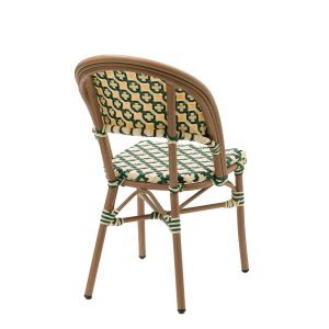 Silla Louvre medula verde, crema y negro trasera
