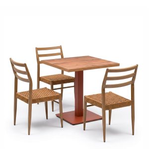 conjunto silla Alba deco nogal claro y mesa Munich terracota melamina olmo