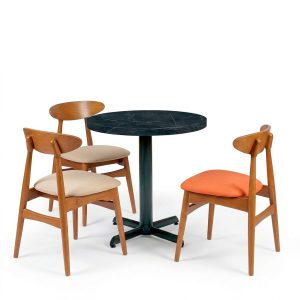 conjunto de mobiliario para hostelería silla Nórdica y mesa Miami